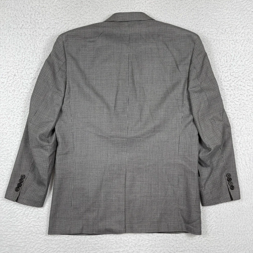 Lauren Ralph Lauren Blazer Mens 40R Gray Houndstooth Silk Wool Jacket Business